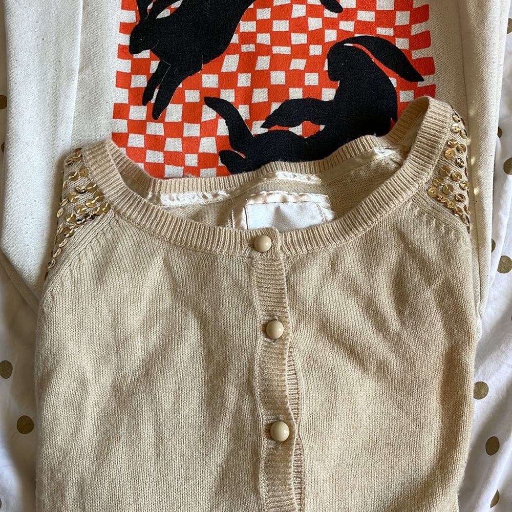Forever 21 Beige Tan Sequin Cardigan